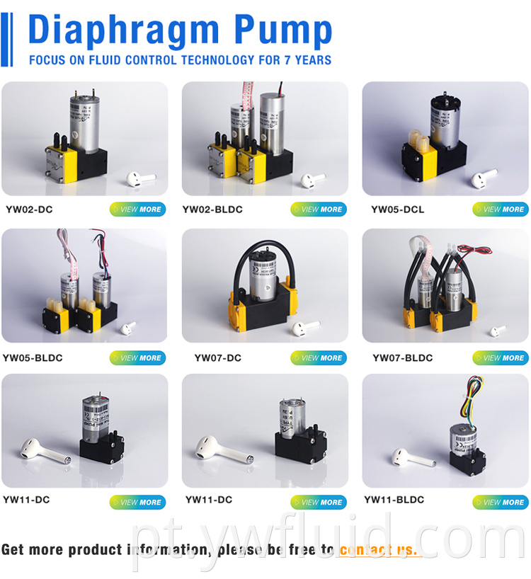 Fornecedor de bomba de micro diafragma de alto desempenho de grau alimentício YWfluid com motor DC usado para transferência de gás Geração de vácuo